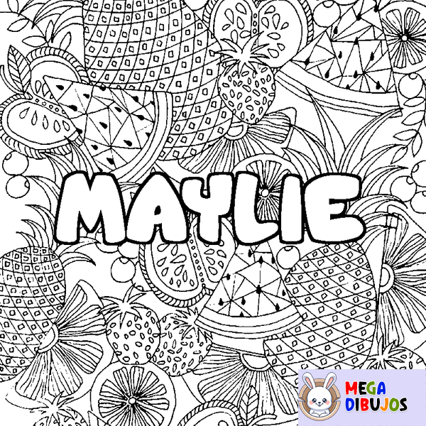 Coloraci&oacute;n del nombre MAYLIE - decorado mandala de frutas