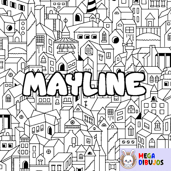 Coloraci&oacute;n del nombre MAYLINE - decorado ciudad