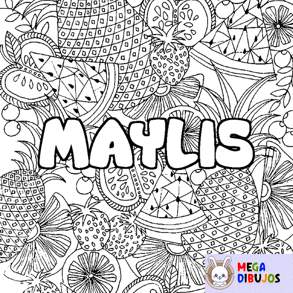 Coloraci&oacute;n del nombre MAYLIS - decorado mandala de frutas