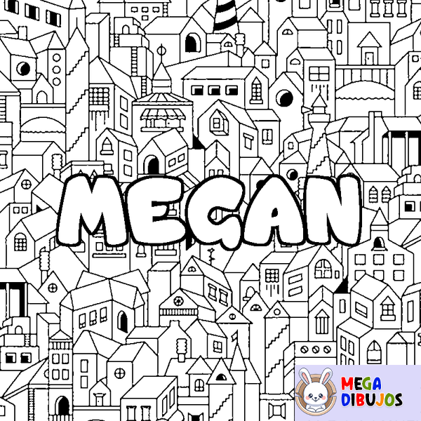 Coloraci&oacute;n del nombre MEGAN - decorado ciudad