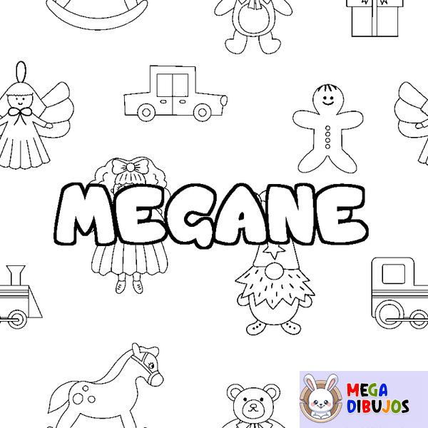 Coloraci&oacute;n del nombre MEGANE - decorado juguetes