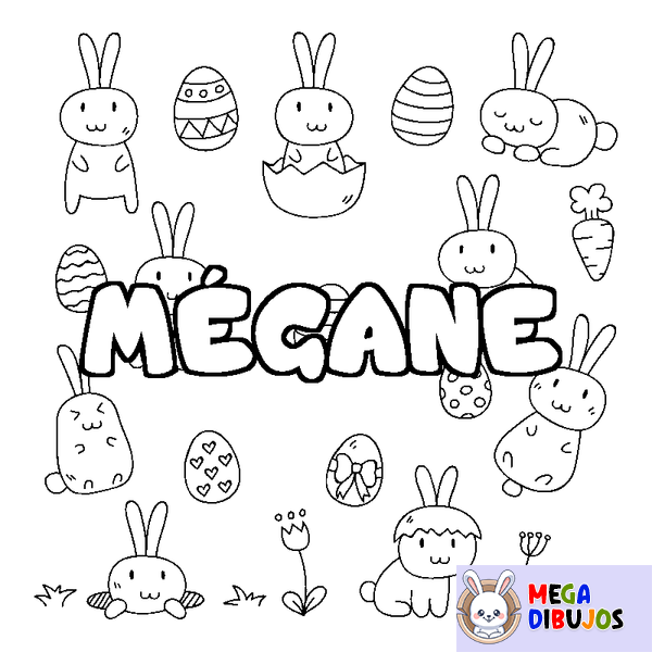Coloraci&oacute;n del nombre M&Eacute;GANE - decorado Pascua