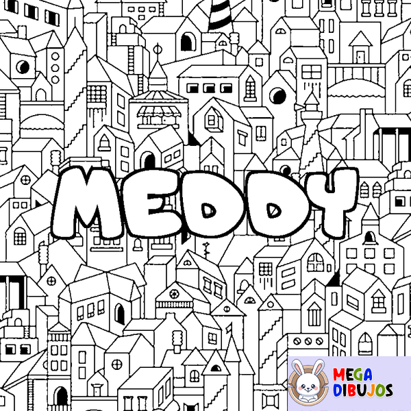 Coloraci&oacute;n del nombre MEDDY - decorado ciudad