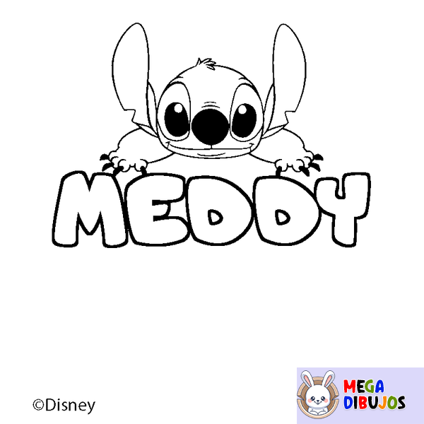 Coloraci&oacute;n del nombre MEDDY - decorado Stitch