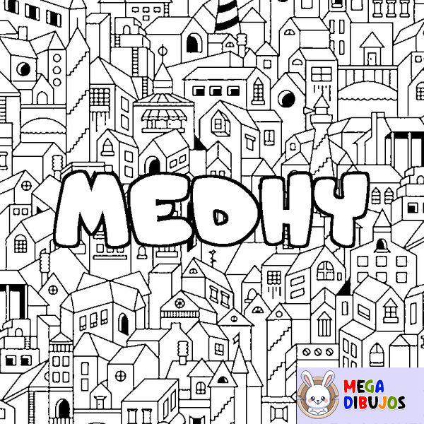 Coloraci&oacute;n del nombre MEDHY - decorado ciudad