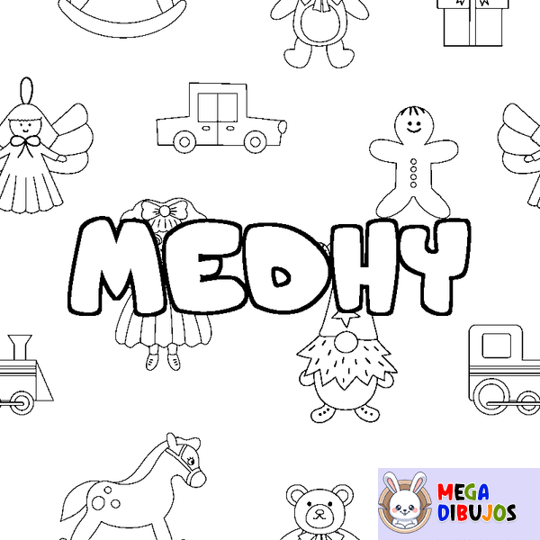 Coloraci&oacute;n del nombre MEDHY - decorado juguetes