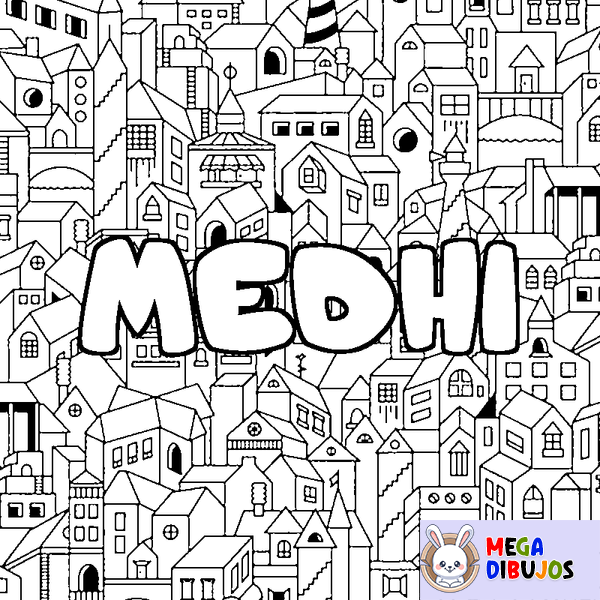 Coloraci&oacute;n del nombre MEDHI - decorado ciudad
