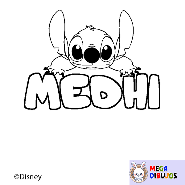 Coloraci&oacute;n del nombre MEDHI - decorado Stitch