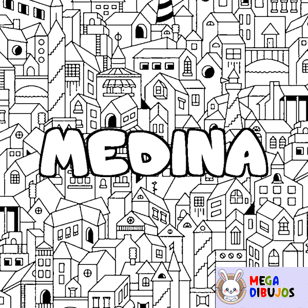 Coloraci&oacute;n del nombre MEDINA - decorado ciudad