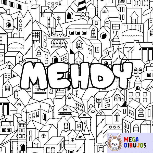 Coloraci&oacute;n del nombre MEHDY - decorado ciudad