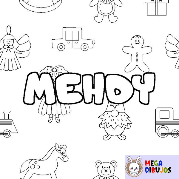 Coloraci&oacute;n del nombre MEHDY - decorado juguetes