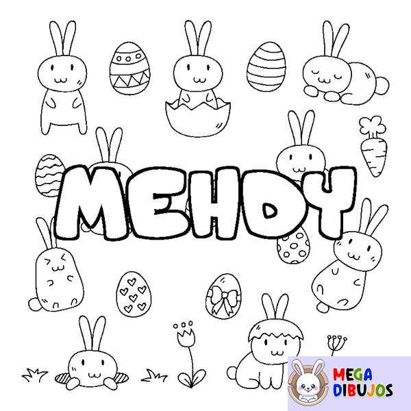 Coloraci&oacute;n del nombre MEHDY - decorado Pascua