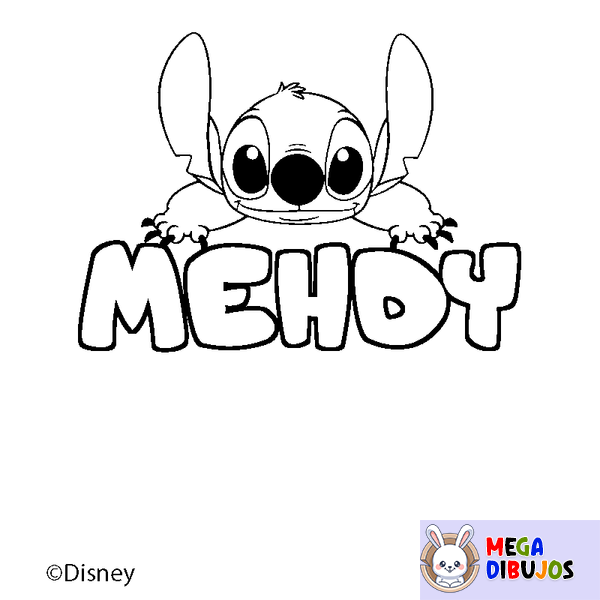 Coloraci&oacute;n del nombre MEHDY - decorado Stitch