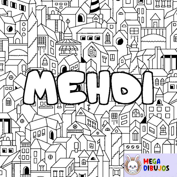 Coloraci&oacute;n del nombre MEHDI - decorado ciudad