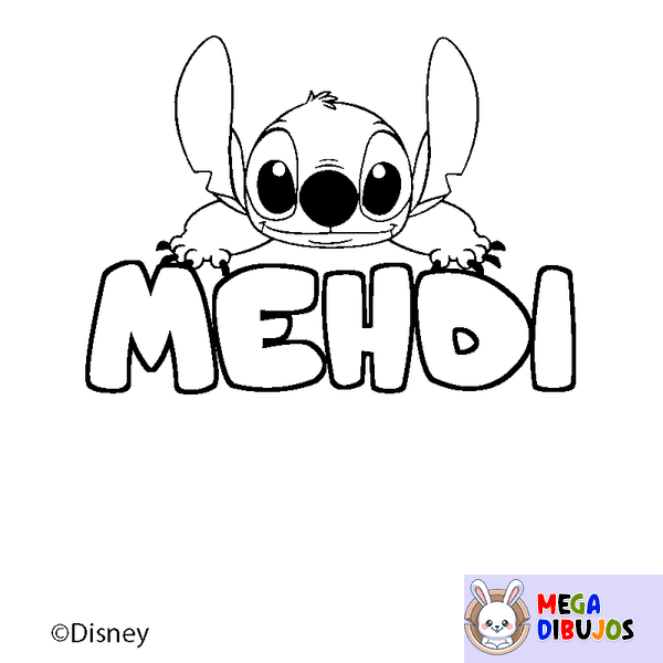 Coloraci&oacute;n del nombre MEHDI - decorado Stitch