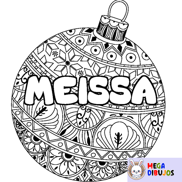 Coloraci&oacute;n del nombre MEISSA - decorado bola de Navidad
