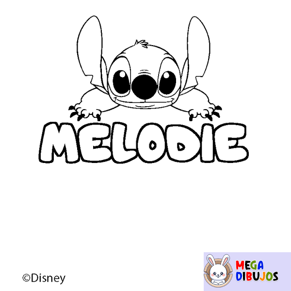 Coloraci&oacute;n del nombre MELODIE - decorado Stitch