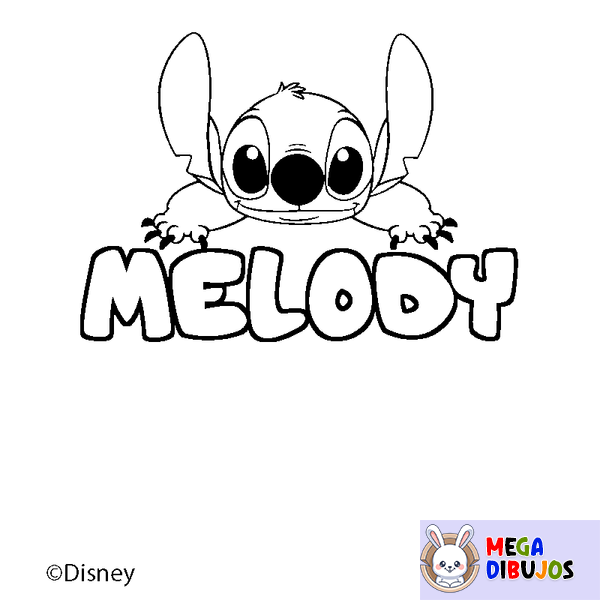 Coloraci&oacute;n del nombre MELODY - decorado Stitch