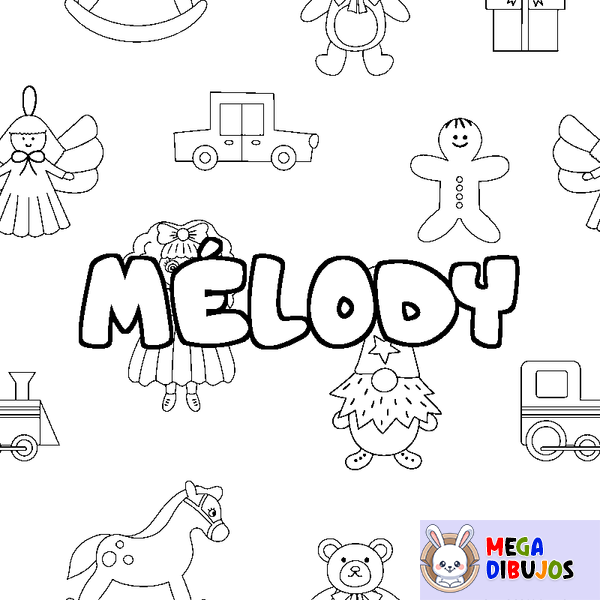 Coloraci&oacute;n del nombre M&Eacute;LODY - decorado juguetes