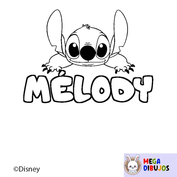 Coloraci&oacute;n del nombre M&Eacute;LODY - decorado Stitch
