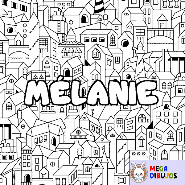 Coloraci&oacute;n del nombre M&Eacute;LANIE - decorado ciudad