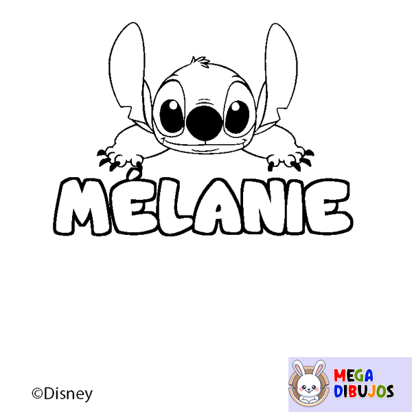 Coloraci&oacute;n del nombre M&Eacute;LANIE - decorado Stitch