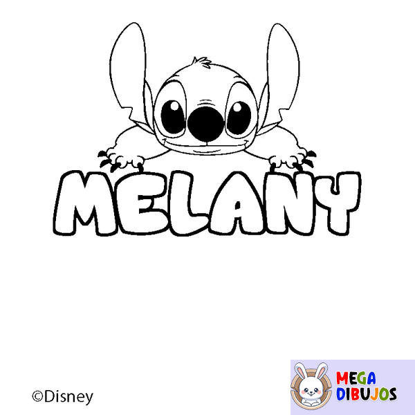 Coloraci&oacute;n del nombre MELANY - decorado Stitch