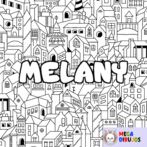 Coloraci&oacute;n del nombre MELANY - decorado ciudad