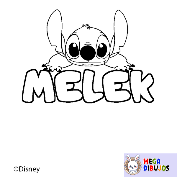 Coloraci&oacute;n del nombre MELEK - decorado Stitch