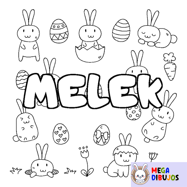 Coloraci&oacute;n del nombre MELEK - decorado Pascua