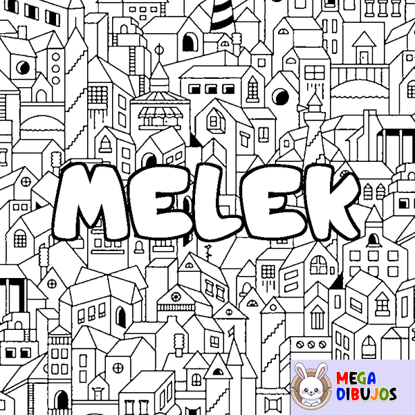Coloraci&oacute;n del nombre MELEK - decorado ciudad