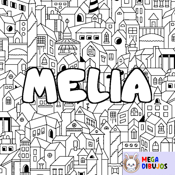 Coloraci&oacute;n del nombre MELIA - decorado ciudad
