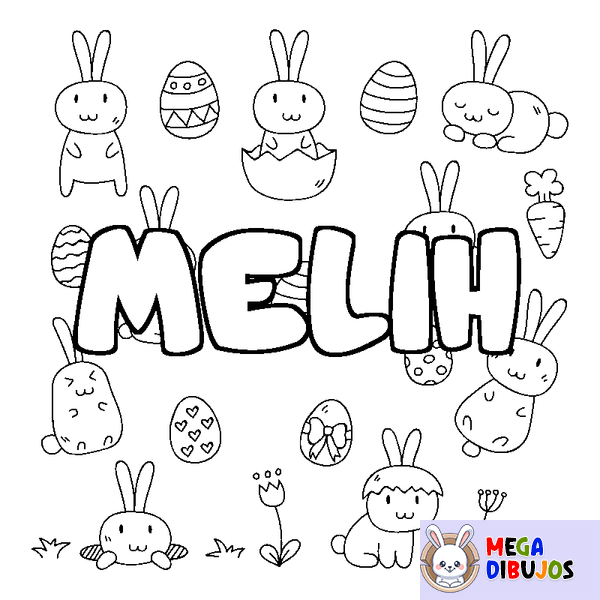 Coloraci&oacute;n del nombre MELIH - decorado Pascua