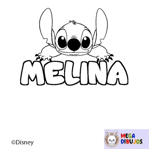 Coloraci&oacute;n del nombre MELINA - decorado Stitch