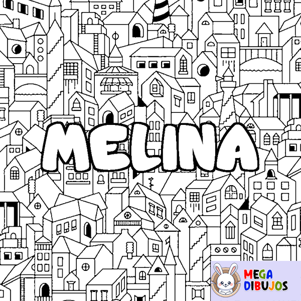Coloraci&oacute;n del nombre MELINA - decorado ciudad