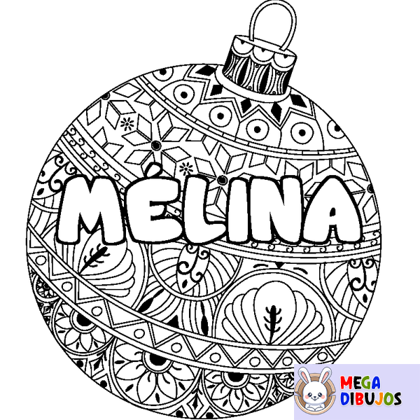 Coloraci&oacute;n del nombre M&Eacute;LINA - decorado bola de Navidad