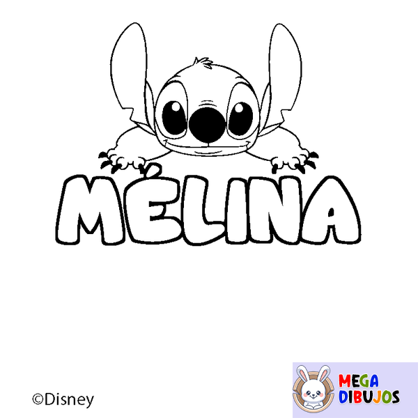 Coloraci&oacute;n del nombre M&Eacute;LINA - decorado Stitch