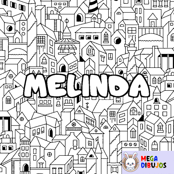 Coloraci&oacute;n del nombre MELINDA - decorado ciudad