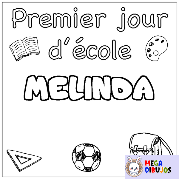Coloraci&oacute;n del nombre MELINDA - decorado primer d&iacute;a de escuela