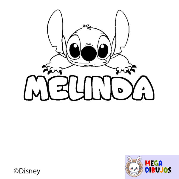 Coloraci&oacute;n del nombre MELINDA - decorado Stitch