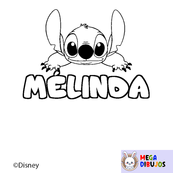Coloraci&oacute;n del nombre M&Eacute;LINDA - decorado Stitch