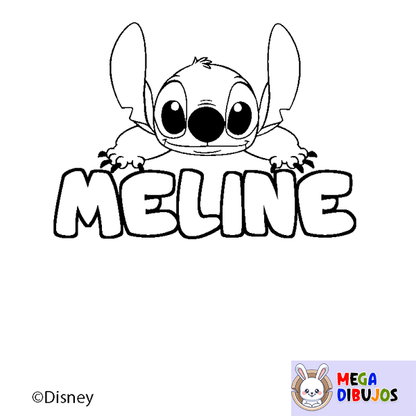 Coloraci&oacute;n del nombre MELINE - decorado Stitch