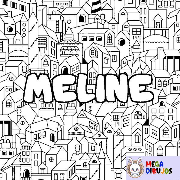 Coloraci&oacute;n del nombre MELINE - decorado ciudad