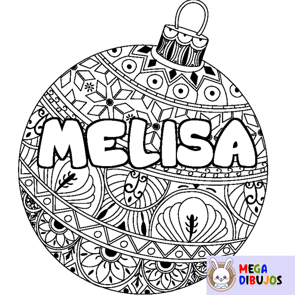 Coloraci&oacute;n del nombre MELISA - decorado bola de Navidad