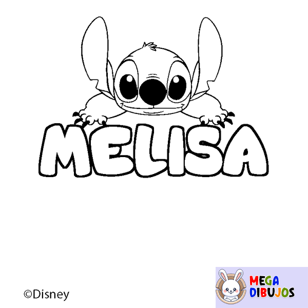 Coloraci&oacute;n del nombre MELISA - decorado Stitch
