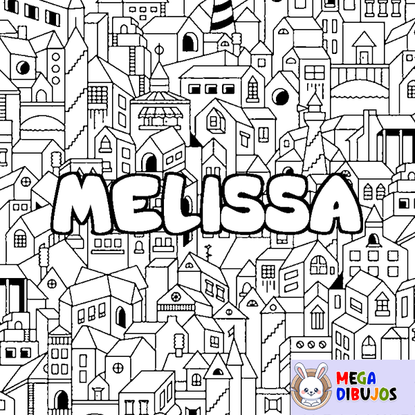 Coloraci&oacute;n del nombre MELISSA - decorado ciudad
