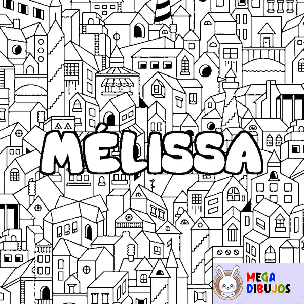 Coloraci&oacute;n del nombre M&Eacute;LISSA - decorado ciudad