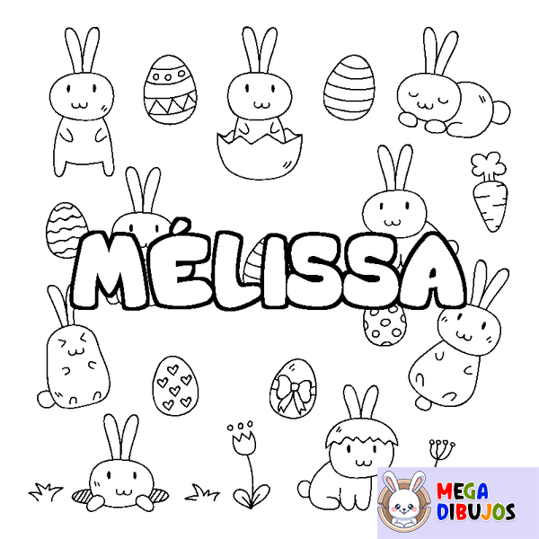 Coloraci&oacute;n del nombre M&Eacute;LISSA - decorado Pascua