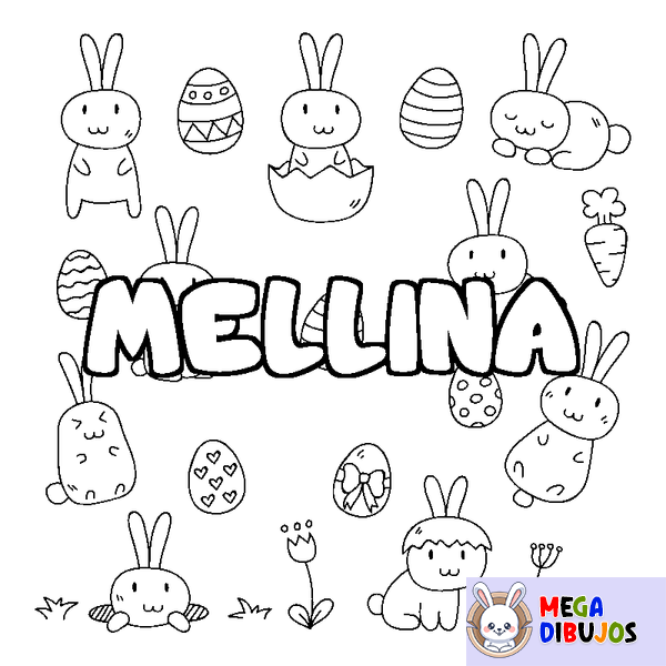Coloraci&oacute;n del nombre MELLINA - decorado Pascua