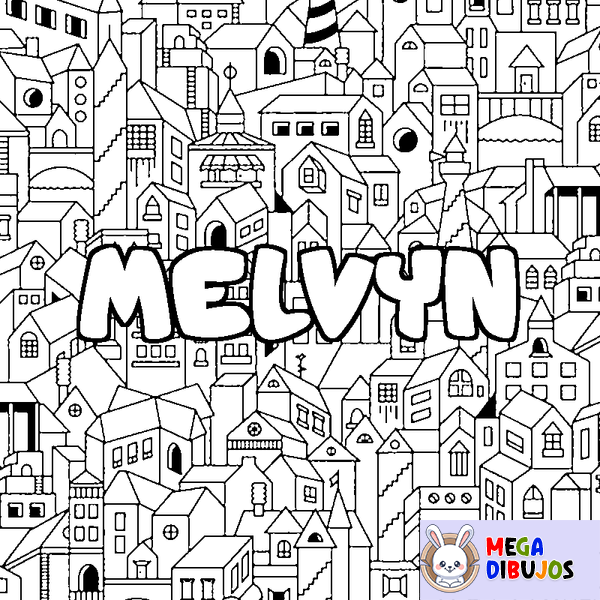 Coloraci&oacute;n del nombre MELVYN - decorado ciudad